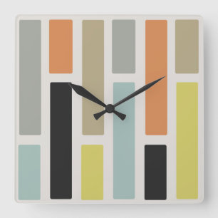 Mid Century Modern Rectangles Square Wall Clock