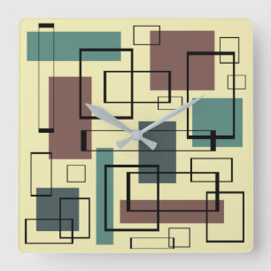 Mid Century Modern Rectangles Square Wall Clock
