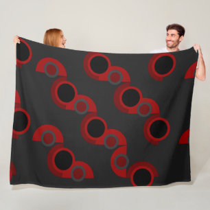 Mid-Century Modern red, black and gray Fleece Blanket