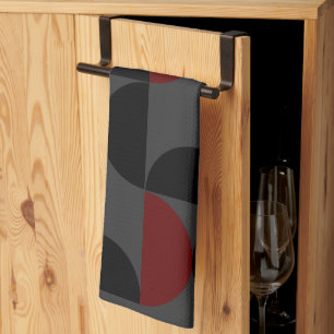 Mid-Century Modern Red Black and Gray Tea Towel