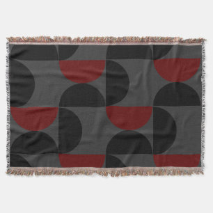 Mid-Century Modern Red Black and Gray    Throw Blanket