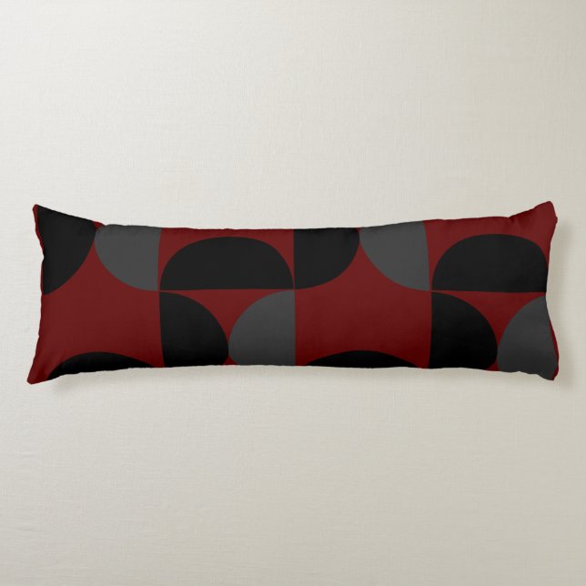 Mid-Century Modern Red Black and Grey      Body Cushion (Front)