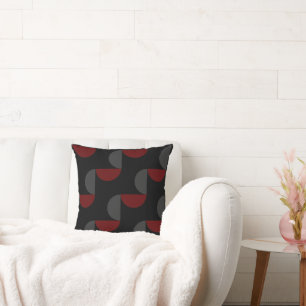 Mid-Century Modern Red Black and Grey Cushion