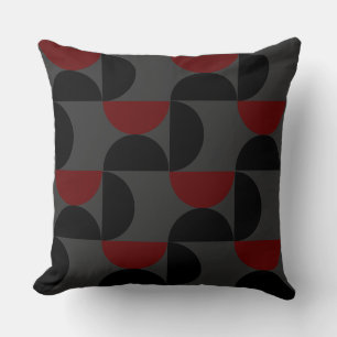 Mid-Century Modern Red Black and Grey     Cushion
