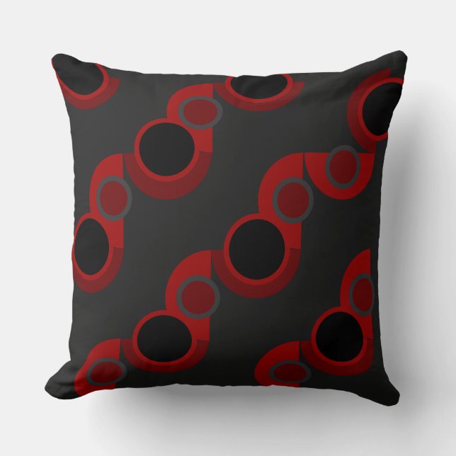 Mid-Century Modern red, black and grey        Cushion (Front)