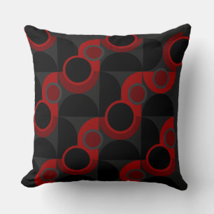 Mid-Century Modern red, black and grey       Cushion