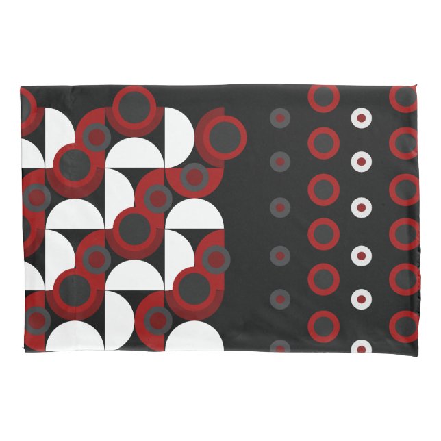 Mid-Century Modern red, black and grey   Pillowcase (Front)