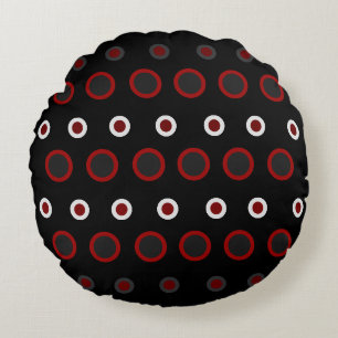 Mid-Century Modern red, black and grey Round Cushion