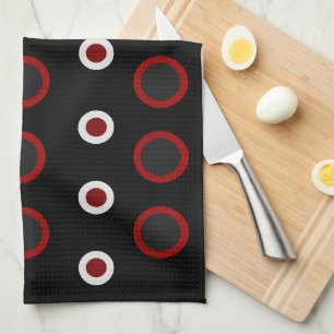 Mid-Century Modern red, black and grey Tea Towel