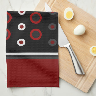 Mid-Century Modern red, black and grey Tea Towel