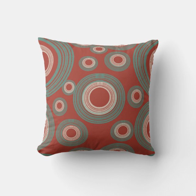 Mid Century Modern Red Circle Cushion (Front)
