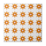 Mid-Century Modern Red-Orange Starburst Pattern Ceramic Tile<br><div class="desc">Mid-century modern inspired design featuring vintage pattern of retro red-orange starbursts on a white background. Simple, clean modern design. Create your own custom pattern by uploading a new image, or use the "message" button to contact the designer for help. To create your own patterned design: 1. Select personalise this template....</div>