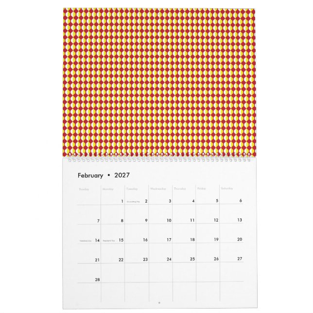 Mid Century Modern Repeat Pattern Calendar (Feb 2027)