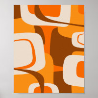 Mid Century Modern Retro Abstract 70s Orange