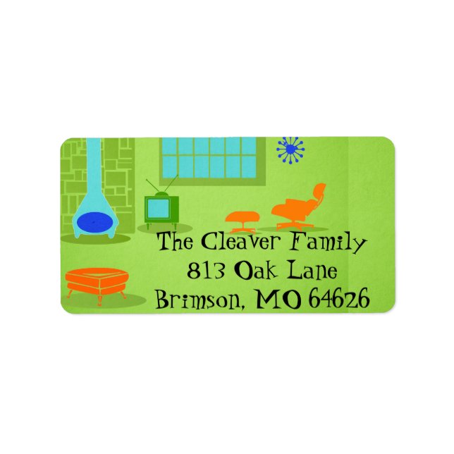 Mid Century Modern Retro Address Label (Front)