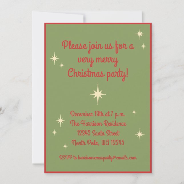 Mid Century Modern Retro Atomic Christmas Party Invitation (Front)