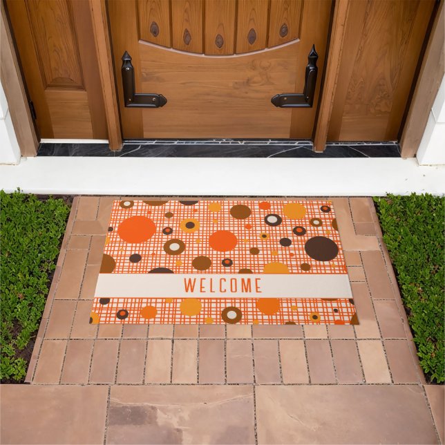 Mid Century Modern Retro Atomic Dots Welcome Doormat (Outdoor)