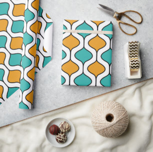 Mid century modern retro atomic wrapping paper