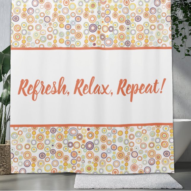 Mid-Century Modern Retro Autumn Circles Shower Curtain (Creator Uploaded)