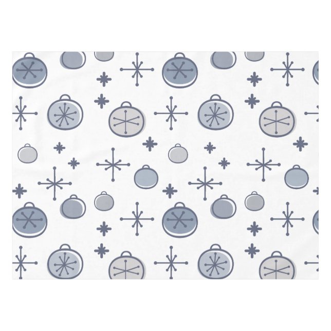 Mid Century Modern Retro Christmas Art Silver Tablecloth (Front (Horizontal))