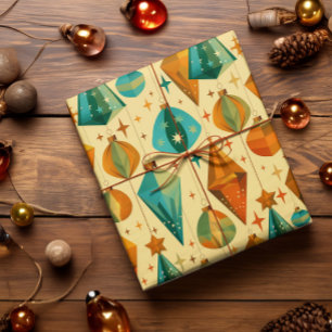 Mid-century Modern Retro Christmas Atomic Ornament Wrapping Paper