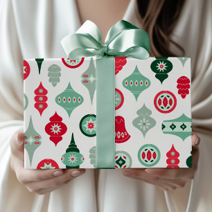 Mid-Century Modern Retro Christmas Ornaments Wrapping Paper