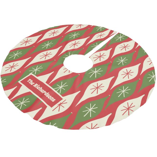 Mid Century Modern Retro Christmas Personalised Brushed Polyester Tree Skirt (Angled)
