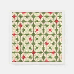 Mid-century Modern Retro Christmas Starbursts  Napkin