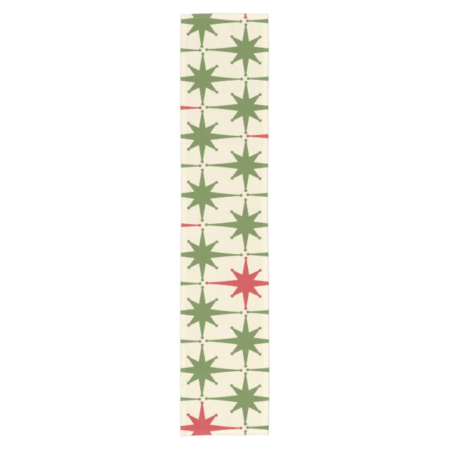Mid-century Modern Retro Christmas Stars Pattern Short Table Runner (Front)