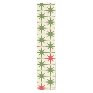 Mid-century Modern Retro Christmas Stars Pattern Short Table Runner