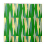 Mid Century Modern Retro Diamond Green Yellow Ceramic Tile<br><div class="desc">This design may be personalised by choosing the Edit Design option. You may also transfer onto other items. Contact me at colorflowcreations@gmail.com or use the chat option at the top of the page if you wish to have this design on another product or need assistance. See more of my designs...</div>