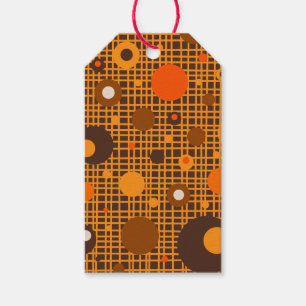 Mid Century Modern Retro Dots Pattern Brown Orange Gift Tags