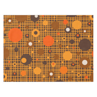 Mid Century Modern Retro Dots Pattern Brown Orange Tablecloth