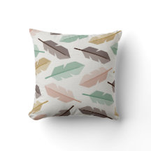 Mid-Century Modern Retro Feathers Throw Pillow