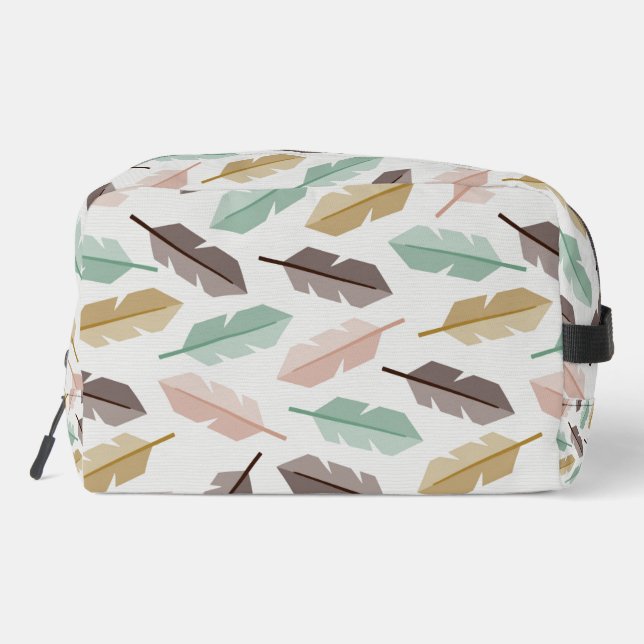 Mid-Century Modern Retro Feathers Toiletry Bag (Back)
