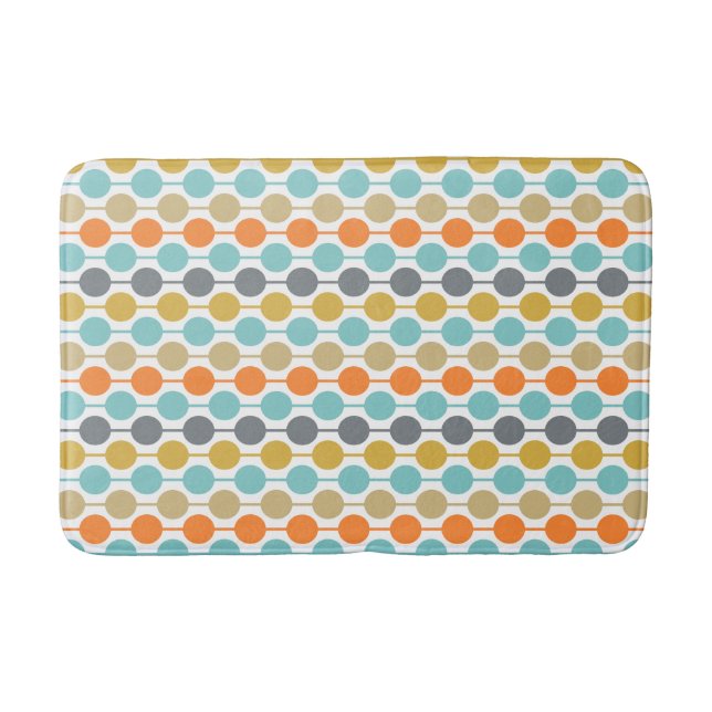 Mid-Century Modern Retro Geometric Circles Pattern Bath Mat (Front)