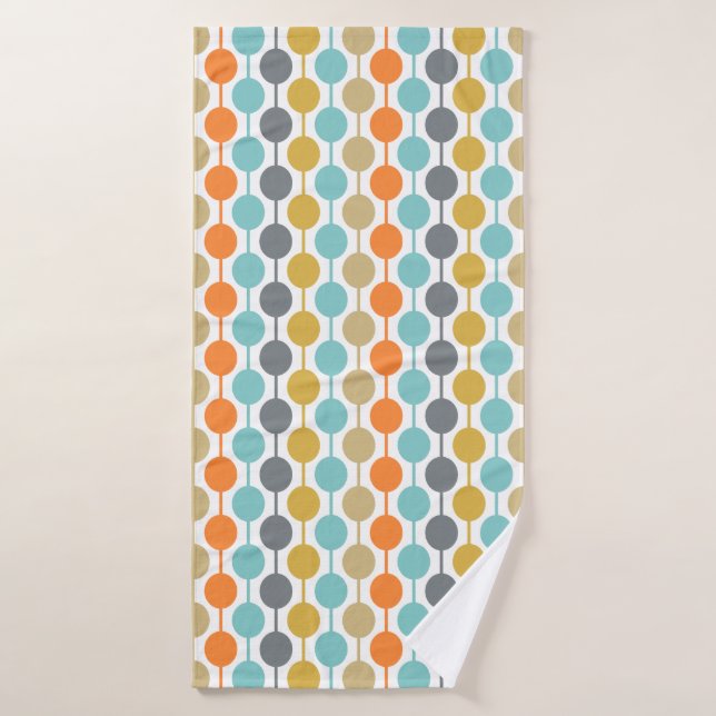 Mid-Century Modern Retro Geometric Circles Pattern Bath Towel (Bath Towel)