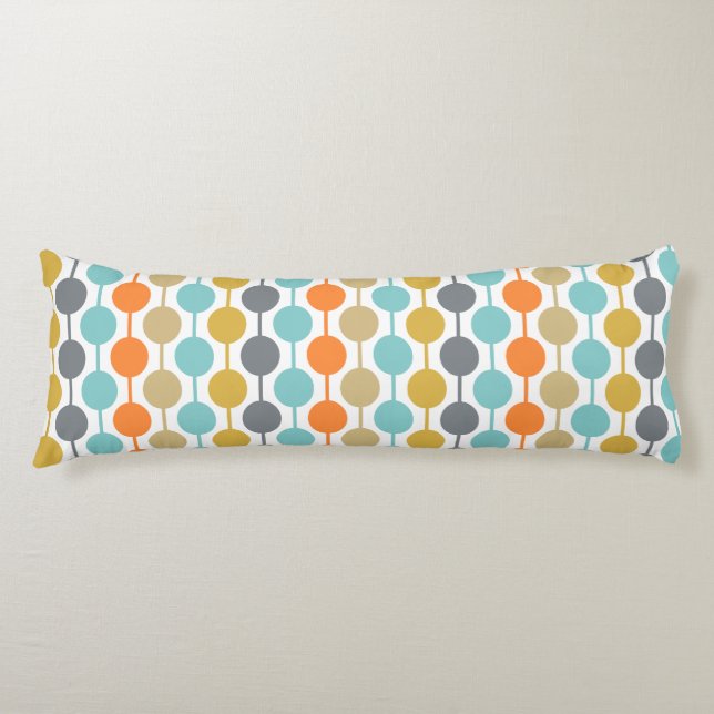 Mid-Century Modern Retro Geometric Circles Pattern Body Cushion (Front)
