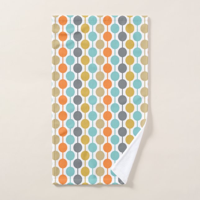 Mid-Century Modern Retro Geometric Circles Pattern Hand Towel (Hand Towel)