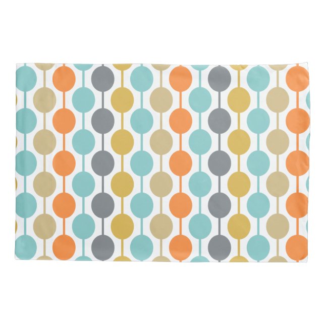 Mid-Century Modern Retro Geometric Circles Pattern Pillowcase (Back-Left)