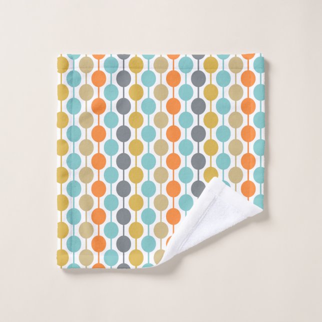 Mid-Century Modern Retro Geometric Circles Pattern Wash Cloth (Wash Cloth)
