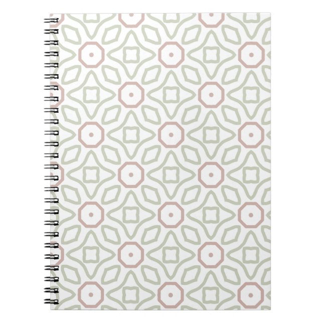 Mid-century modern retro geometric pattern notebook (Front)