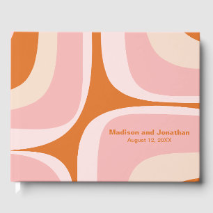 Mid Century Modern Retro Groove Pink and Orange Guest Book
