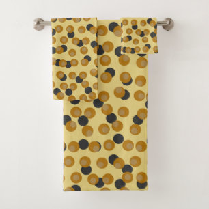 Mid-Century Modern Retro Honey Mustard Orbit Bath Towel Set