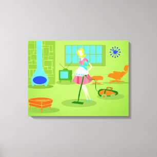 Mid Century Modern Retro Housewife Canvas Print
