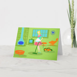 Mid Century Modern Retro Housewife Greeting Card