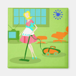 Mid Century Modern Retro Housewife Magnet