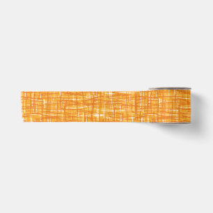 Mid Century Modern Retro Linework Pattern Orange Satin Ribbon