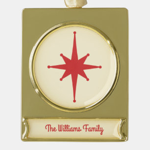 Mid Century Modern Retro Minimalist Atomic Star Gold Plated Banner Ornament