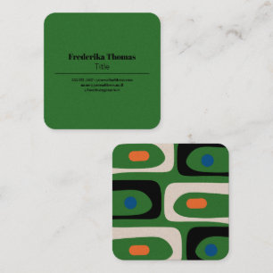 Mid Century Modern Retro Minimalist Piquet Square Business Card